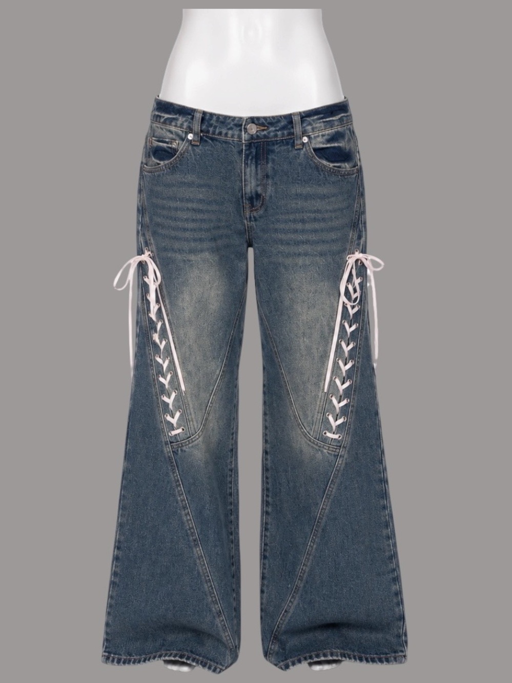 Edikted Lace Up Low Rise Jeans